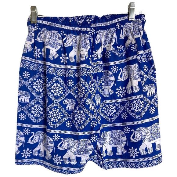 Earthbound Trading Co Mens Shorts Sz S Blue House Elephant Drawstring - Picture 5 of 8